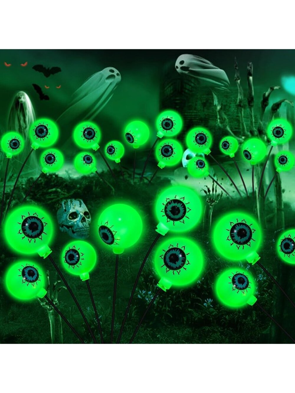 4 Pack Green Eyeball Swaying Firefly Waterproof Garden Lights Outdoor Decoration